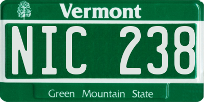 VT license plate NIC238