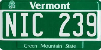 VT license plate NIC239