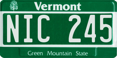 VT license plate NIC245
