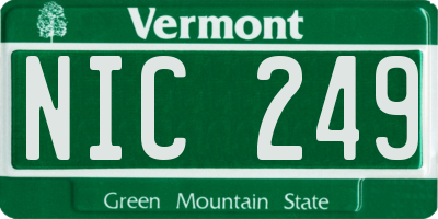 VT license plate NIC249