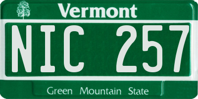 VT license plate NIC257