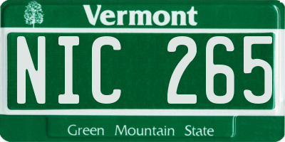 VT license plate NIC265