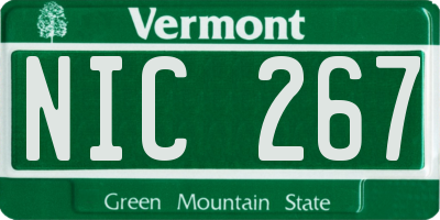 VT license plate NIC267