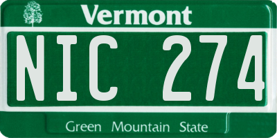 VT license plate NIC274