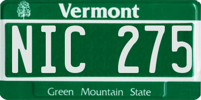 VT license plate NIC275