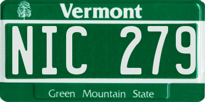 VT license plate NIC279