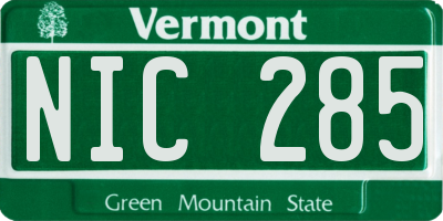 VT license plate NIC285