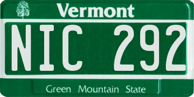 VT license plate NIC292