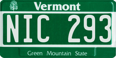 VT license plate NIC293