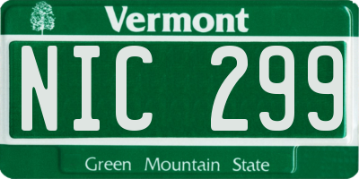 VT license plate NIC299