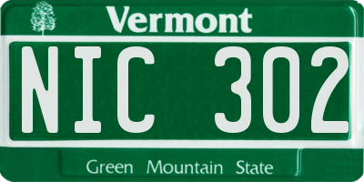 VT license plate NIC302