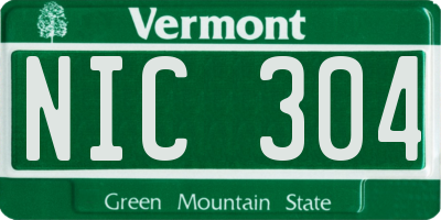 VT license plate NIC304