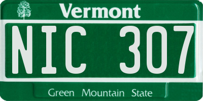 VT license plate NIC307