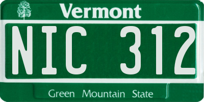 VT license plate NIC312
