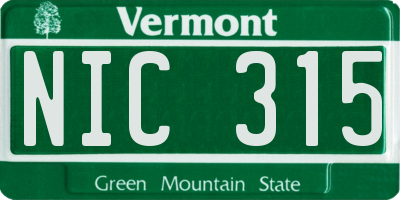 VT license plate NIC315
