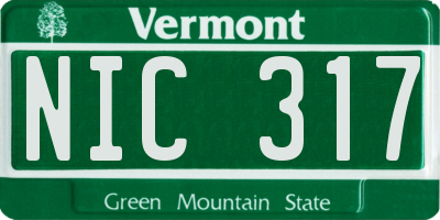 VT license plate NIC317