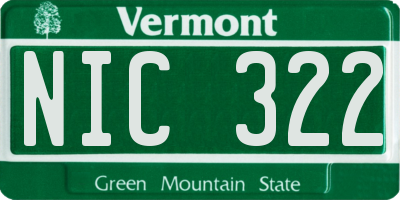 VT license plate NIC322