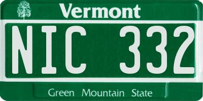VT license plate NIC332