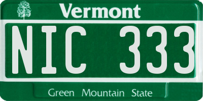 VT license plate NIC333