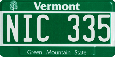 VT license plate NIC335