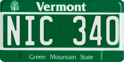 VT license plate NIC340
