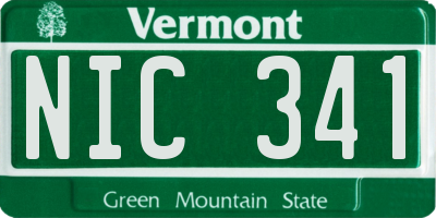 VT license plate NIC341