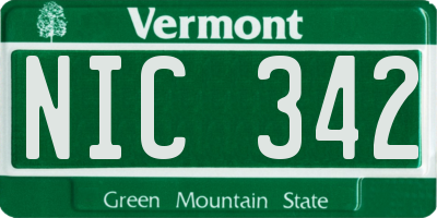 VT license plate NIC342
