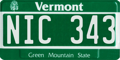 VT license plate NIC343