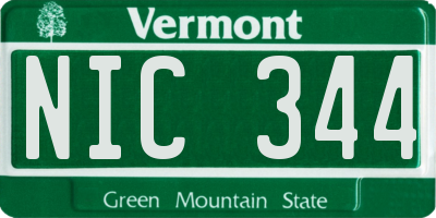 VT license plate NIC344
