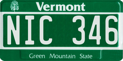 VT license plate NIC346
