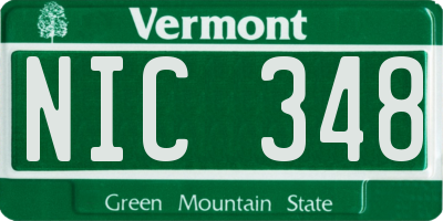 VT license plate NIC348