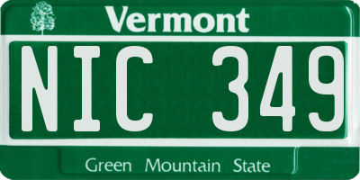 VT license plate NIC349