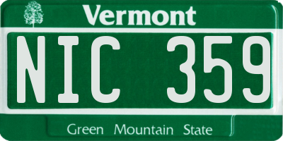 VT license plate NIC359