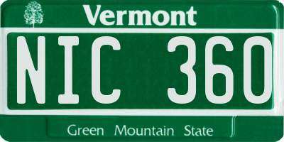 VT license plate NIC360