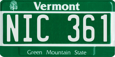 VT license plate NIC361