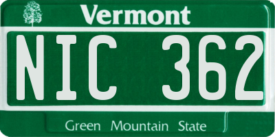 VT license plate NIC362