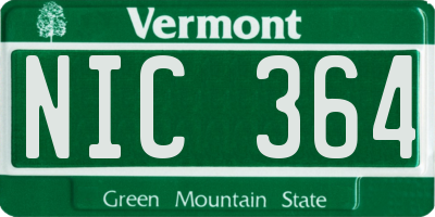 VT license plate NIC364