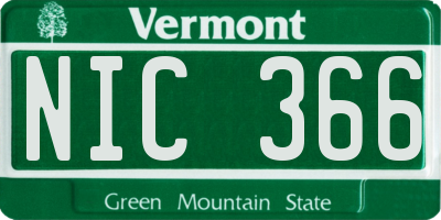VT license plate NIC366
