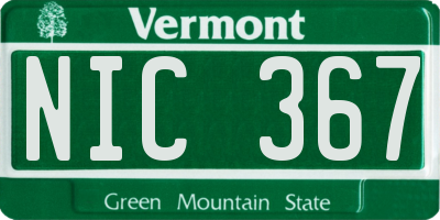 VT license plate NIC367