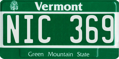 VT license plate NIC369