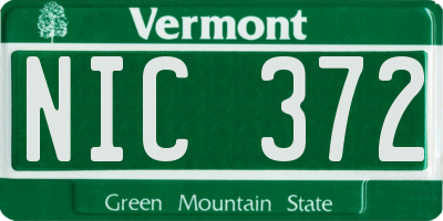 VT license plate NIC372