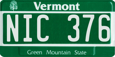 VT license plate NIC376