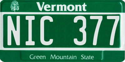 VT license plate NIC377