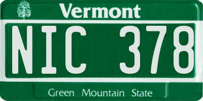 VT license plate NIC378