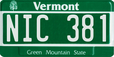 VT license plate NIC381