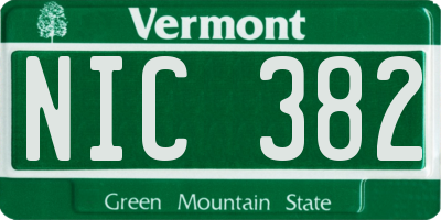 VT license plate NIC382