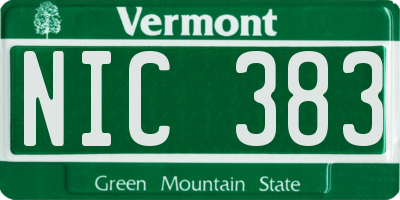 VT license plate NIC383