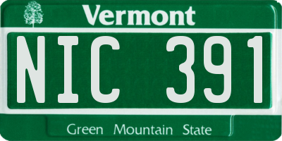 VT license plate NIC391