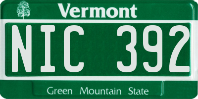 VT license plate NIC392