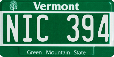 VT license plate NIC394